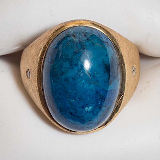 Oval Cab Lapis 14 KT Gold Ring