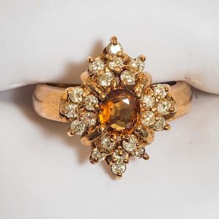 Yellow Sapphire and Diamond 18 KT Gold Ring