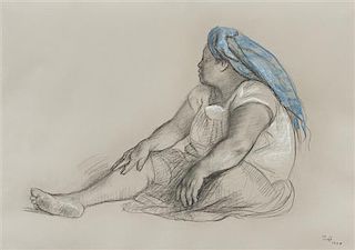 Francisco Zuniga, (Mexican, 1912-1998), Woman with Blue Cloth, 1978