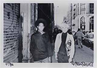 Ricky Powell, (American, b. 1961), Andy Warhol & Jean-Michel Basquiat, Soho. NYC., 1985