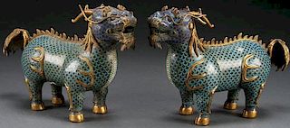 FINE PAIR OF CHINESE CLOISONNÉ ENAMELED AND GILT