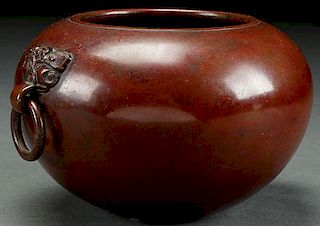 A CHINESE QING DYNASTY BRONZE LOW BOWL