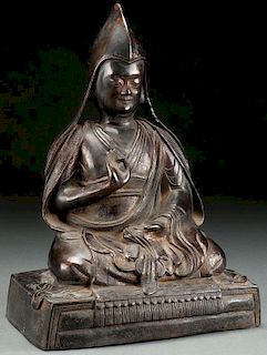 A FINE SINO-TIBETAN BRONZE BUDDHA, PROBABLY 19TH