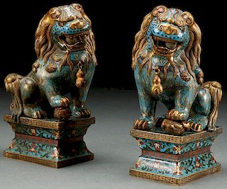 A FINE PAIR OF CHINESE CLOISONNÉ ENAMEL AND GILT