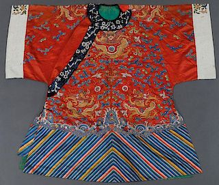 A VERY FINE CHINESE EMBROIDERED SILK COURT ROBE