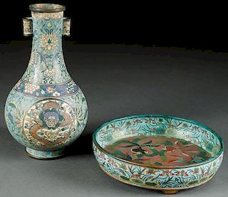 A PAIR OF CHINESE MING STYLE CLOISONNÉ VESSELS