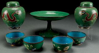 7 PIECE COLLECTION OF VINTAGE CHINESE ENAMELED