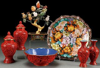 A SEVEN PIECE GROUP OF CHINESE CLOISONNÉ