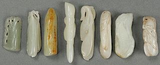 EIGHT CHINESE CARVED JADE PENDANT/ORNAMENTS