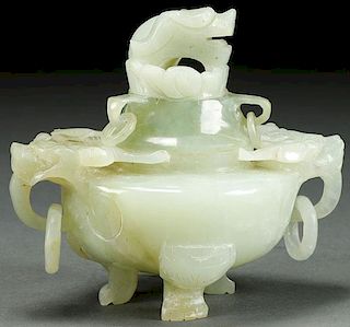 A CHINESE CARVED HARDSTONE CENSER