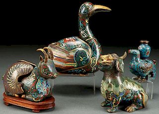 A GROUP OF FOUR CHINESE ARCHAIC STYLE ENAMELED