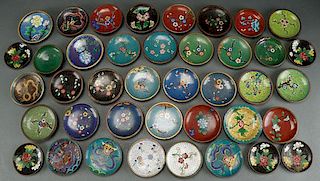 A COLLECTION OF 40 CHINESE ENAMELED BRONZE