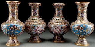 TWO PAIRS OF CHINESE CLOISONNÉ AND GILT BRONZE