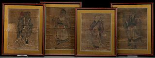 FOUR CHINESE WATERCOLOR PORTRAITS OF IMMORTALS