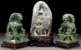 A COLLECTION OF CHINESE CARVED JADEITE