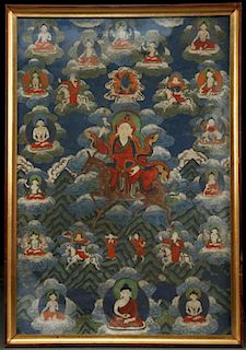 A TIBETAN HAND PAINTED THANGKA, EARLY 20TH CENT