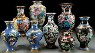A COLLECTION OF EIGHT CHINESE CLOISONNÉ ENAMELED