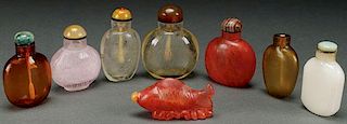 EIGHT CHINESE GLASS SNUFF BOTTLES
