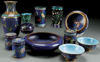 AN 11 PIECE GROUP OF VINTAGE CHINESE CLOISONNÉ