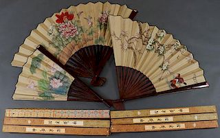 A COLLECTION OF NINE CHINESE HAND PAINTED FOLDED