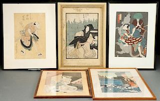 A GROUP OF FIVE JAPANESE WOODBLOCK PRINTS, MEIJI