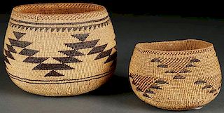 A PAIR OF VERY FINE HUPA BASKETRY BOWLS