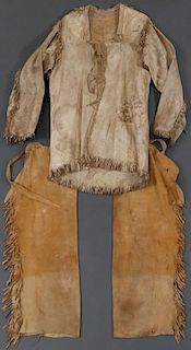 A NORTHERN PLAINS FRINGED HIDE AND QUILLED SCOUT