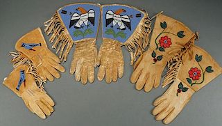 A GROUP OF THREE PLATEAU BEADED GAUNTLETS