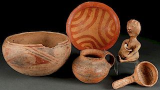 A GROUP OF FIVE SOUTHWEST PREHISTORIC POTTERY