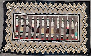 A LARGE FINELY WOVEN YEI NAVAJO RUG, CIRCA 1970