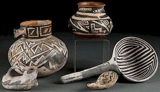 A GROUP OF FIVE SOUTHWEST PREHISTORIC POTTERY