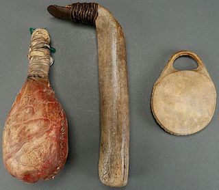 A GROUP OF THREE PLAINS INDIAN ARTIFACTS, 19TH C
