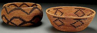 A PAIR OF FINELY WOVEN CALIFORNIA BASKETS