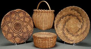 A GROUP OF FOUR NATIVE WOVEN WARES