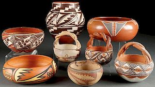 A GROUP OF EIGHT SOUTHWEST POLYCHROME POTTERY
