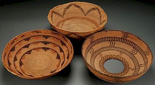 A PAIR OF THREE LARGE SOUTHWEST WOVEN BASKETS
