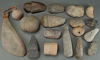 A GROUP OF 18 STONE ARTIFACTS