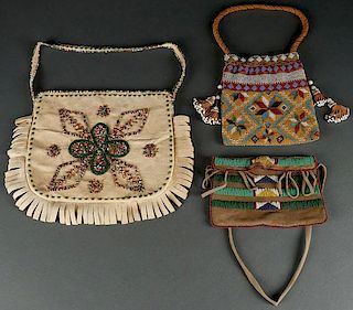 A GROUP OF THREE BEADED BAGS, 1900-1940