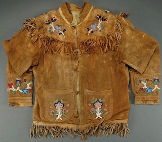 A CROW BEADED HIDE SCOUTS JACKET, CIRCA 1915