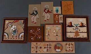 A GROUP OF 13 SOUTHWEST SAND PAINTINGS