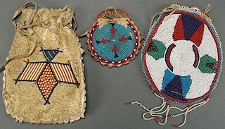THREE BEADED HIDE BAGS, CIRCA 1900-1920