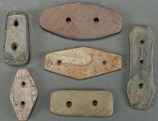 A GROUP OF SIX STONE GORGET PENDANTS