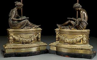 A PAIR OF FRENCH BRONZE SCULPTED FIGURES, 19TH C