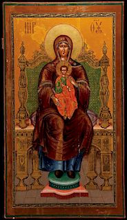 A LARGE AND IMPRESSIVE RUSSIAN ICON OF THE MOTHER