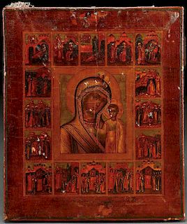 A SCARCE RUSSIAN ICON OF THE KAZAN MOTHER OF GOD