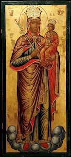A LARGE RUSSIAN ICON OF THE MOTHER OF GOD, 18TH C