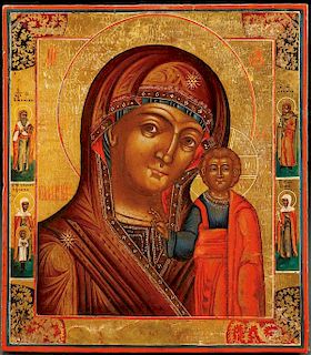 A RUSSIAN ICON OF THE KAZAN MOTHER OF GOD