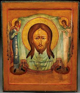 A RUSSIAN ICON OF THE NOT MADE BY HANDS IMAGE