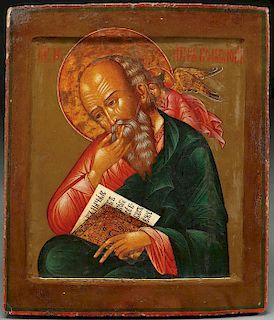 A FINE RUSSIAN ICON OF ST. JOHN THE THEOLOGIAN