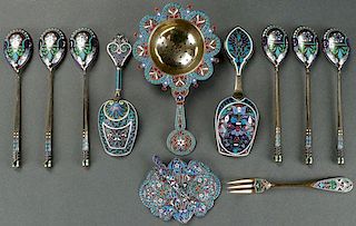ELEVEN PIECES OF IMPERIAL RUSSIAN PERIOD SILVER